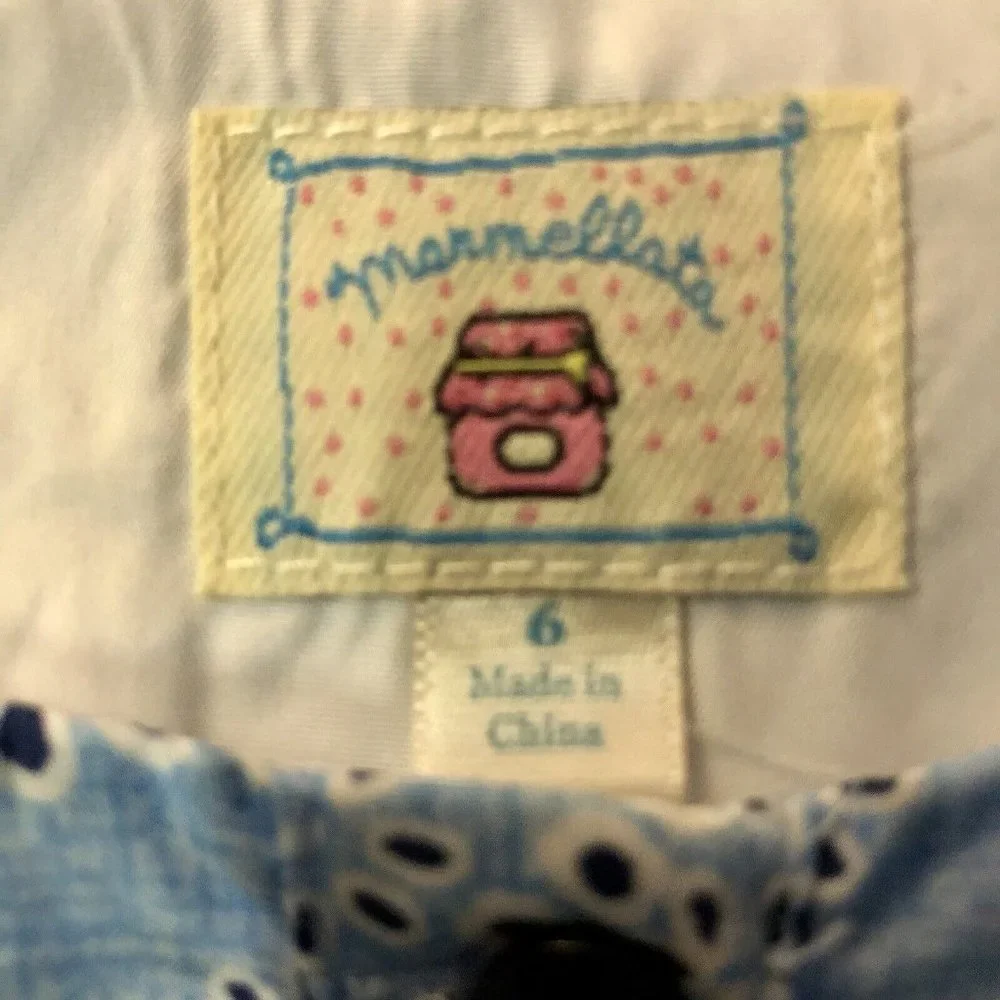 Marmellata Dress Girls 6 Used Blue White - Picture 7 of 11